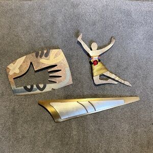 Mixed Metal Art Pin Trio